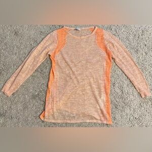 HOSS peach orange 3/4 cropped sleeve linen thin sweater knit top small s
